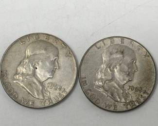 Lot 44  Pair of silver Franklin half dollar coins