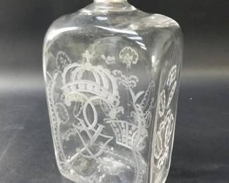 Lot 370  Antique swedish handblown glass liquor flask and