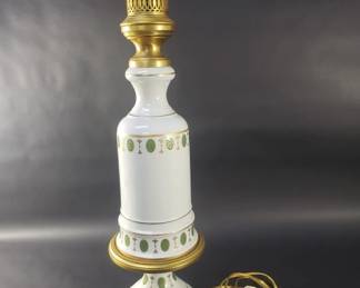 Lot 408  Vintage porcelain and brass table lamp
