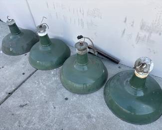 027  Lot 143  4 vintage Benjamin industrial pendant lights