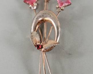 Lot 269  Vintage sterling silver floral brooch adorned