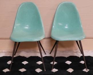 115  Lot 457  Pair of vintage Chromcraft fiberglass chairs