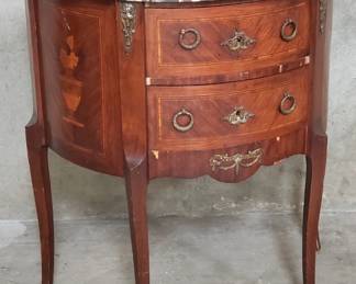 032  Lot 126  French mahogany inlaid demilune commode with