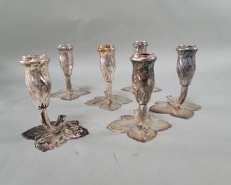 Lot 300  Six silver plate candlesticks