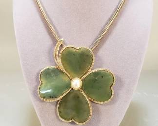 096  Lot 11  Vintage Swoboda signed, jadeite and goldtone
