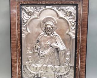 Lot 309  Vintage tin embossed religious plaque