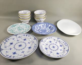 Lot 421  Group of pottery and porcelain plates, bowls, etc