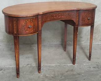 064  Lot 119  Vintage satinwood kidney shaped desk