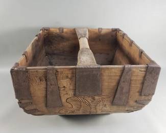 Lot 107  Vintage Chinese rice measure bucketharvest tray
