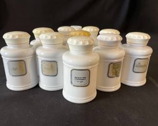 Lot 369h  Lot of vintage milk glass spice bottles