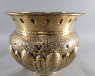 Lot 453  Vintage Italian hand hammered brass planter