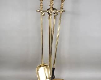 Lot 369  Vintage brass fireplace tools