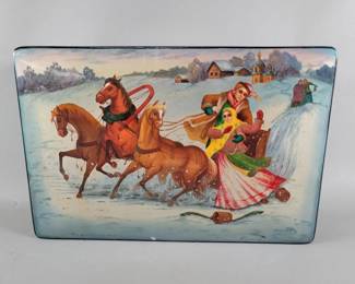 Lot 445  Signed Russian hand painted lacquer box
