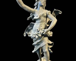 056  Lot 320h  Antique cast metal Chanson Du Printemps statue by