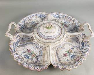 Lot 103  Hand painted porcelain sectional serving dish