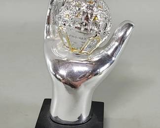 183  Lot 489  Sterling silver clad hand holding Jerusalem