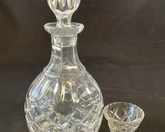 Lot 336h  Vintage crystal decanter with one shot glass