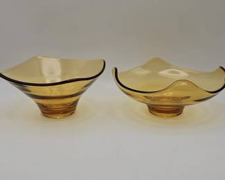170  Lot 399h  Pair of vintage amber handblown freeform art