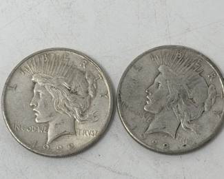 120  Lot 40  Pair of 1922S silver peace dollar coins