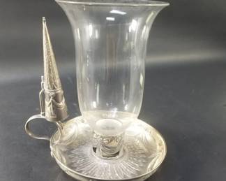 035  Lot 402  Antique sterling silver chamber stick with a