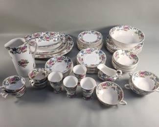 070  Lot 163  56 piece Booths Floradora earthenware