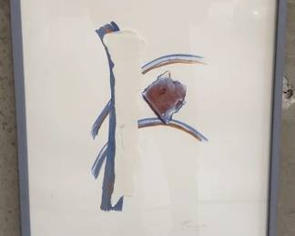 127  Lot 292  Signed framed mixed media abstract