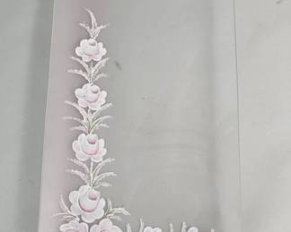 Lot 423h  Vintage handpainted frosted glass floral tray