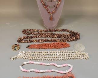 Lot 253  Group of jewelry necklaces, bracelet, brooch