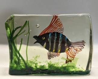 157  Lot 194  Art glass aquarium style paperweight