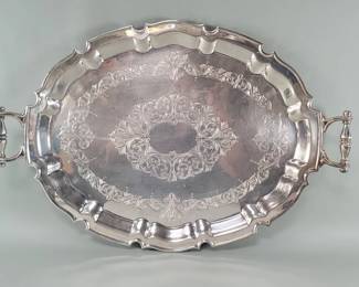 Lot 435  Electro plated nickle silver oval serving tray