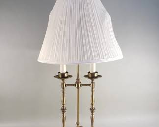 Lot 368  Vintage brass bouillotte style table lamp