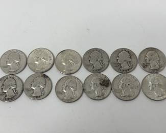 080  Lot 30  Group of 12 silver Washington quarter coins
