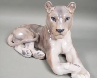 172  Lot 41  Royal Copenhagen porcelain lioness figurine