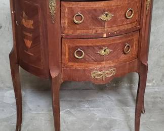 033  Lot 138  French mahogany inlaid demilune commode with