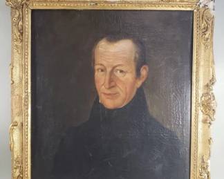 153  Lot 335  Antique oil on board portrait painting