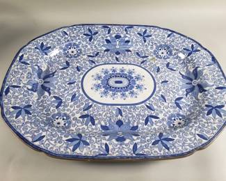 Lot 395  Antique blue and white transferware platter