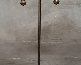 122  Lot 134  Vintage brass student floor lamp with glass lamp