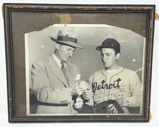 Lot 182  Vintage signed Detroit baseball framed photo