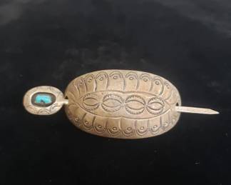 Lot 92  Vintage silver and turquoise Native American h