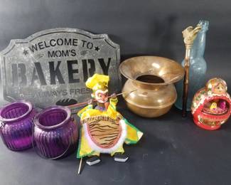 Lot 363  Box of miscellaneous, copper spittoon, metal