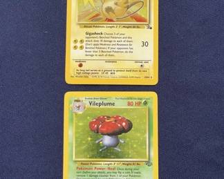 Lot 408h  2 1999 Pokmon hologram cards Raichu  Vileplume
