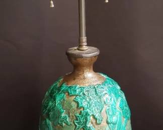 068  Lot 289  Midcentury pottery table lamp with nude females