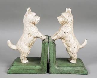 Lot 132  Pair of cast iron HomArt Standing Westie bookends