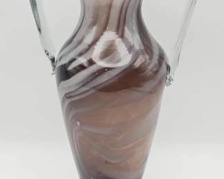 169  Lot 397h  Vintage handblown smoky brown and white swirl