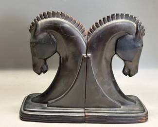 Lot 189  Art deco copper Trojan horse head bookends