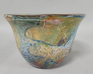 180  Lot 485  Hand blown studio art glass bowl