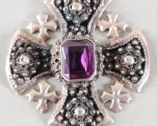 145  Lot 12  Midcentury sterling silver Maltese cross pendant