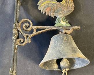 Lot 342h  Vintage wall mounted metal rooster bell