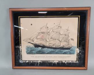 Lot 477  Vintage framed print The celebrated Clipper ship
