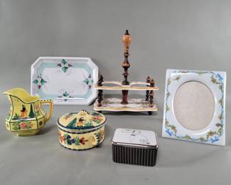 Lot 415  Porcelain Limoges picture frame, Quimper ceramic